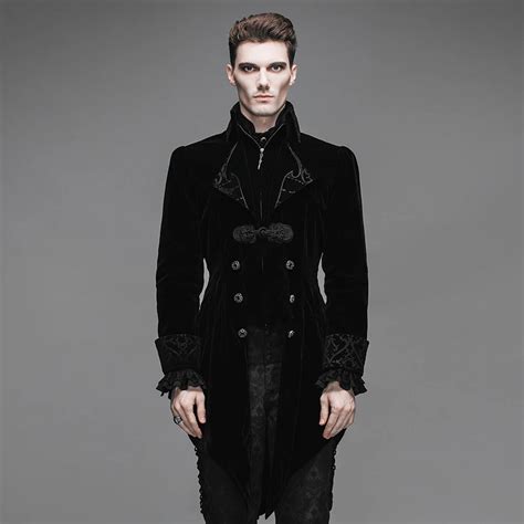 Gentleman Black Velvet Gothic Baroque Vintage Victorian Trench Coat