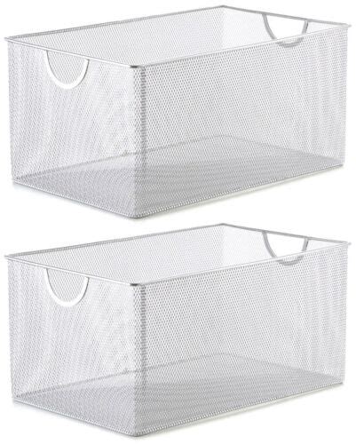 Ybm Home Silver Mesh Open Bin Storage Basket Organizer Sold Per