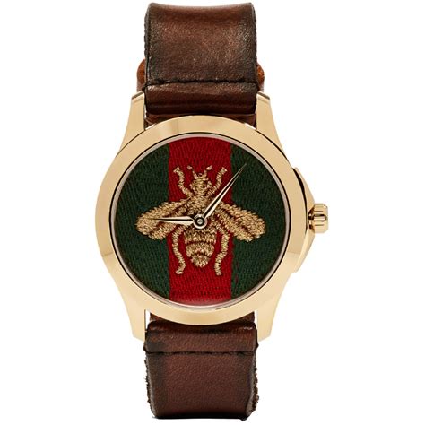 Gucci Leather Gold Medium G Timeless Bee Watch In Metallic For Men Lyst