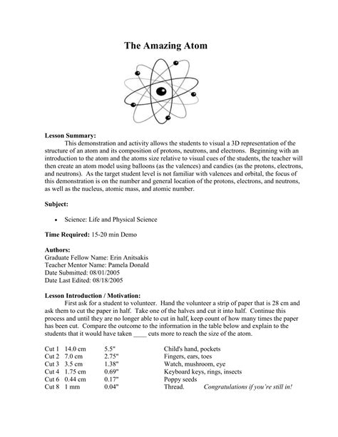 Atom Lesson Plan