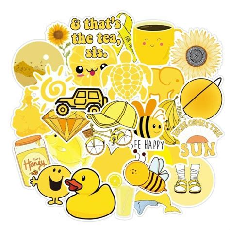 50pcs Yellow Vsco Girl Stickers Bomb Skateboard Luggage Laptop Decals