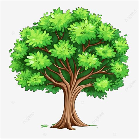 Ilustración De Dibujos Animados De Un árbol Con Hojas Verdes PNG