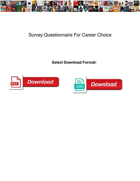 Survey Questionnaire For Career Choice Survey Questionnaire For