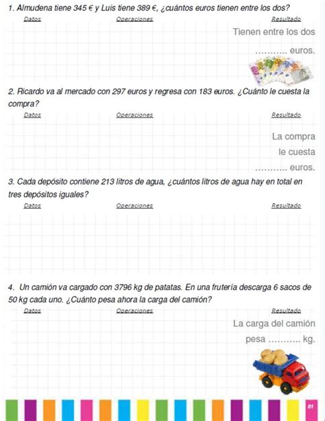 Problemas Matem Ticos Operaciones B Sicas Worksheet Mate