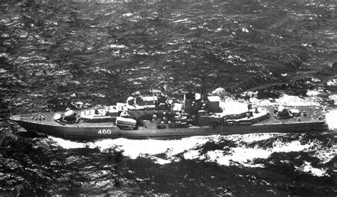 An Elevated Port Beam View Of A Soviet Sovremennyy Class Guided Missile