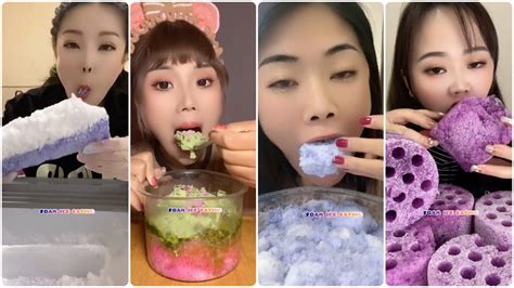 ASMR 66 COLORED FOAM ICE EATING ICE EATING YUMMY ICE EATING