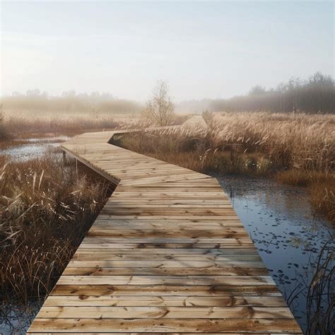 Premium Photo Natural Wooden Wetland Boardwalk Scenic Landscape