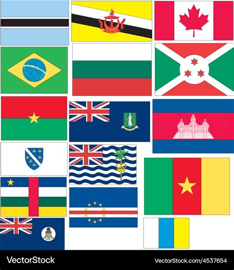 Set of 16 flags countries started with b and c Vector Image