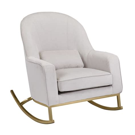 MoDRN Glam Velvet Rocking Chair With Lumbar Pillow Off White Satin