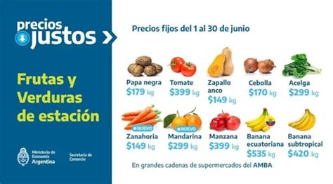 Precios Justos las diez frutas y verduras que se podrán comprar a