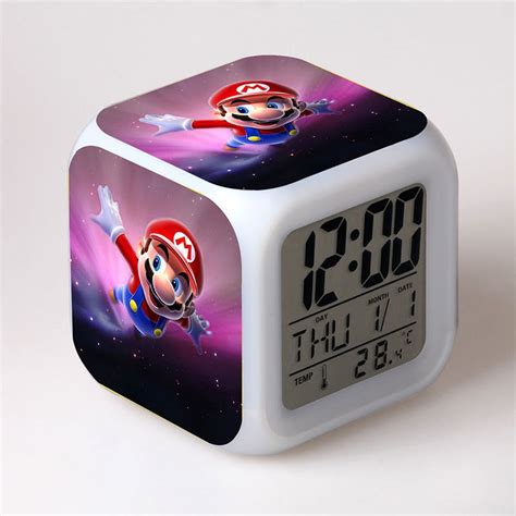 Super Mario Bros Reloj Despertador Led Brillante Color Li Mercado