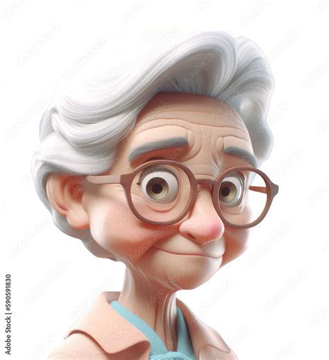 Cute Icon 3d Old Woman Avatar Elderly Pensioner Grandmothers Portrait