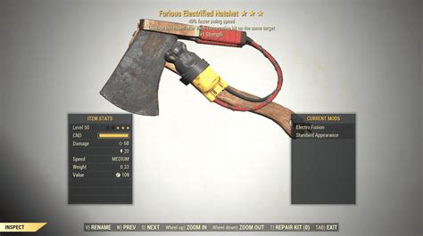 3 Furious Hatchet Swing Speed 1 Strength Fallout 76 Pc Buy