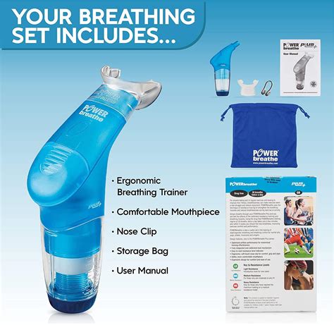 Powerbreathe Inspiratory Muscle Trainer Blue Medium Resistance Breathing Exercise Device For