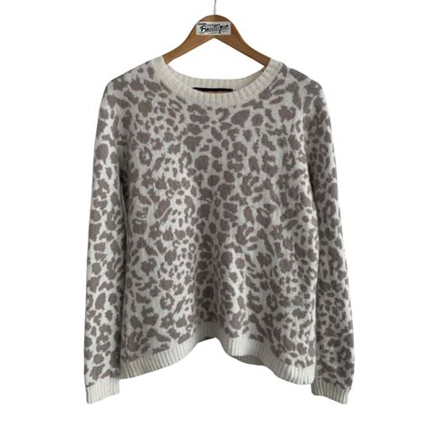 French Connection Small White Leopard Print Jumper