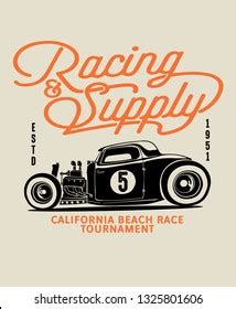 Racing Hot Rod Illustration Tshirt Print Stock Vector Royalty Free