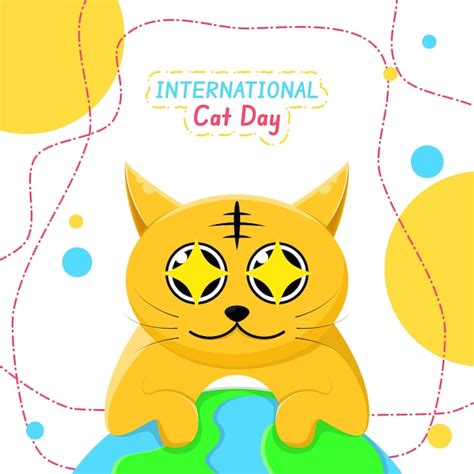 Plantilla de diseño del día internacional del gato gato naranja ojos