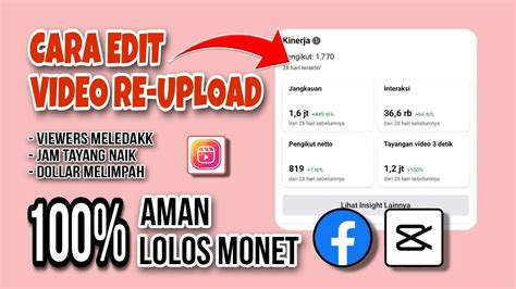 CARA EDIT VIDEO REUPLOAD 100 PASTI LOLOS MONETISASI DIJAMIN AMAN