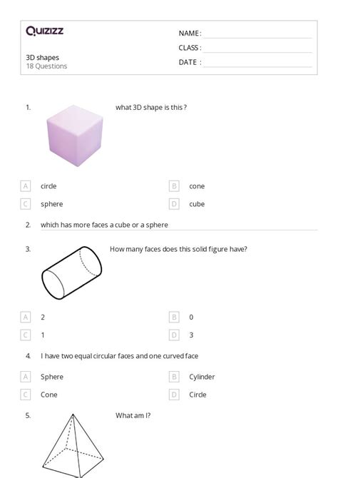 50+ 3D Shapes worksheets on Quizizz | Free & Printable