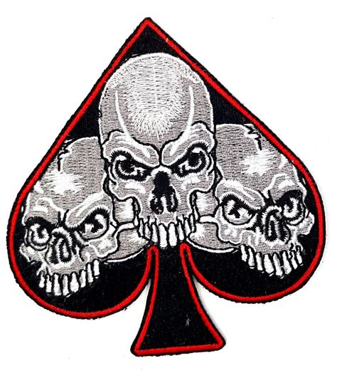 Ace Of Spades With 3 Skulls Iron On Embroidered Patch 3 14x 3 12 Etsy