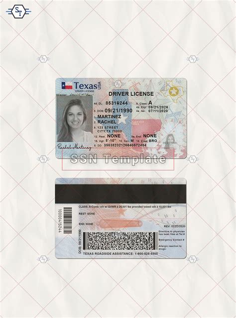 Texas Driver License New Psd Template V2 Ssn Template