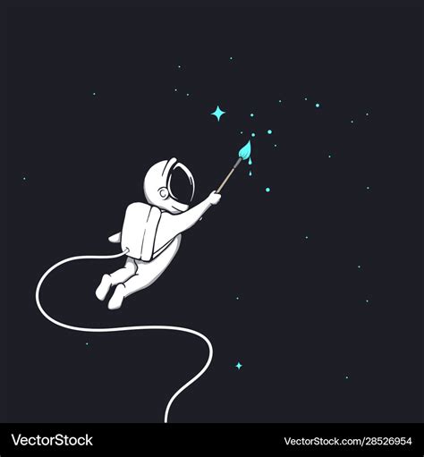 Cute astronaut drawing a stars Royalty Free Vector Image