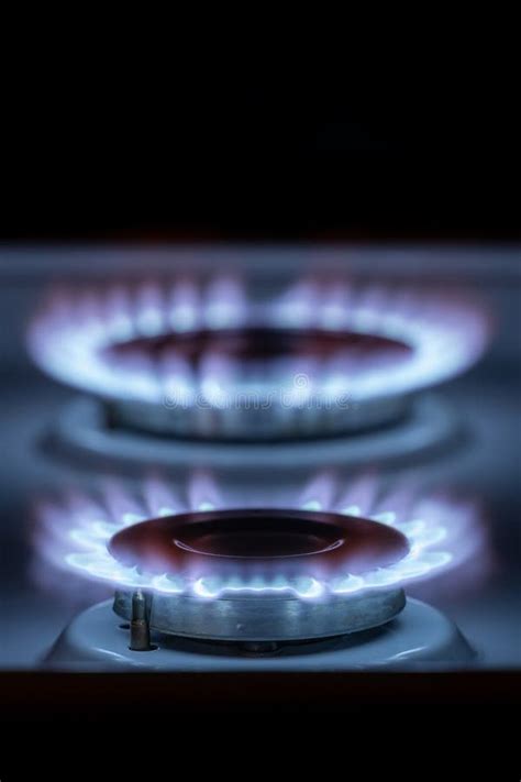 Blue Flames of Natural Gas Burning from a Gas Stove Stock Image - Image ...