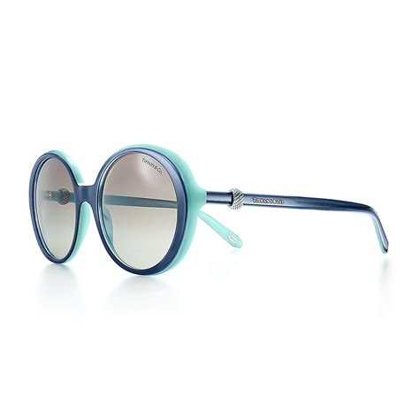 Tiffany Somerset™ Round Sunglasses In Blue And Iridescent Tiffany Blue Acetate Tiffany And Co