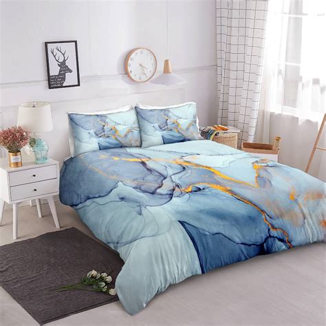 Blue Gold Marble Bedding Set Beddiny