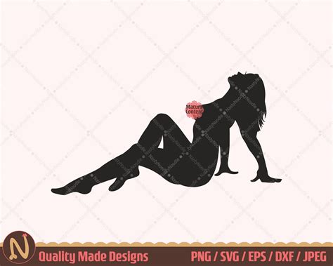 Sexy Women SVG Cut File Naked Women Sitting Sideview Silhouette