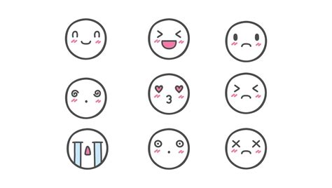 Big Set Of Emoticon Smile Icons Cartoon Emoji Set Vector Emoticon Set