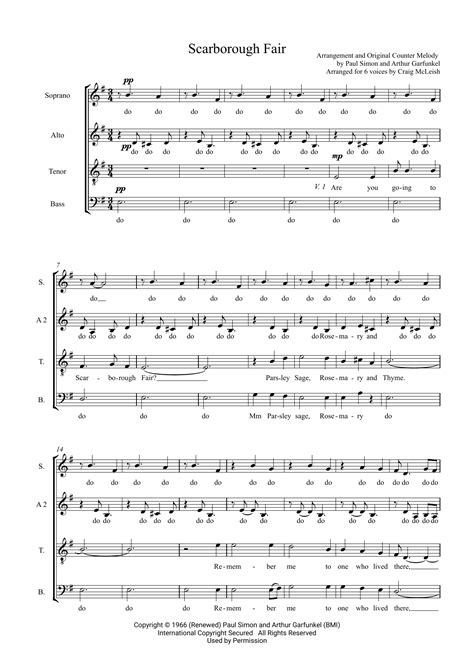 Scarborough Fair Arr Craig Mcleish By Simon And Garfunkel Sheet Music For Choir At Sheet Music