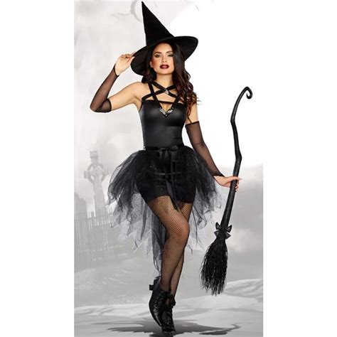 Fantasy Black Witch Fancy Dress Up Party Dress Carnival Performance