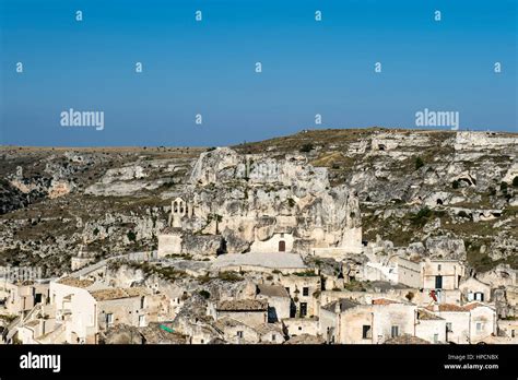 Italy Basilicata Matera Cityscape Of Sasso Caveoso With Santa Lucia