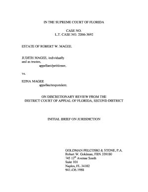 Fillable Online Floridasupremecourt Estate Of Robert W Magee Vs Edna