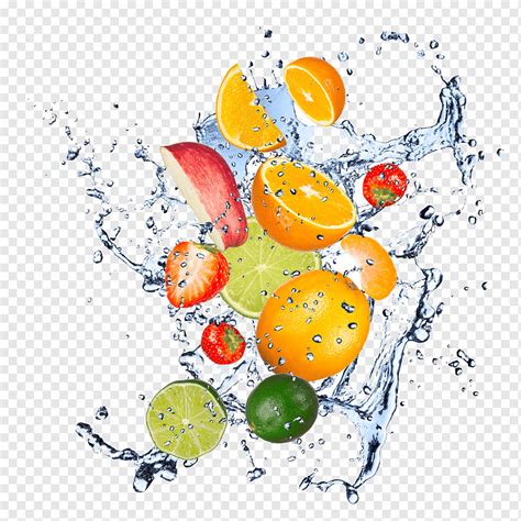 фрукты, фрукты, фруктовая вода, брызги png | PNGWing
