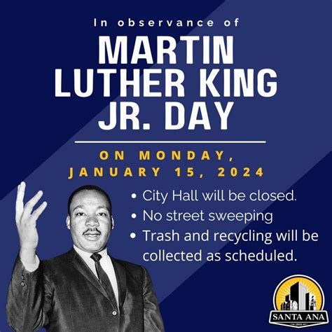 No Street Sweeping In Santa Ana On Martin Luther King Jr Day New