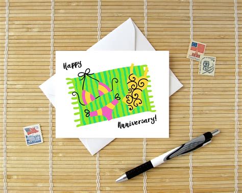 Happy Anniversary Beach Blanket With Bikini And Swimsuit Tropical Sun Sand Surf Ocean