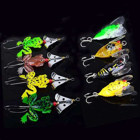 Lot Pcs Rubber Soft Frog Fishing Lures Bass Crankbaits Cicada Tackle