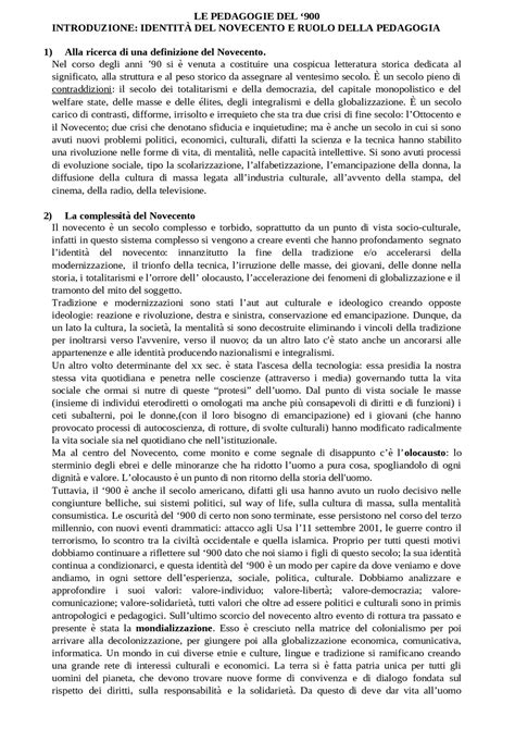 Riassunto Le Pedagogie Del 900 Cambi Più Appunti Lezioni Prof Ssa