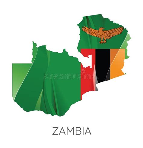 Map Of Zambia With National Flag Vector Illustration Stock Vector