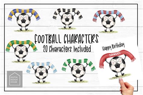 Football Characters Set Of 20 Cute Football Character Pngs