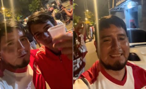 El Momento Fraterno Entre Hinchas De La Albirroja Y Los Peruanos En