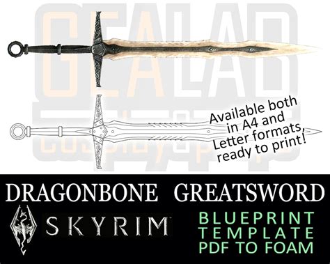 Skyrim Dragonbone Greatsword Blueprint For Cosplay The Elder Scrolls V