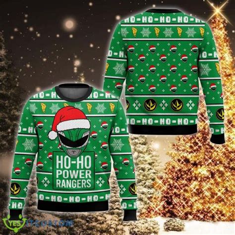 Green Ranger Ho Ho Power Rangers Trend Ugly Christmas Sweater AOP For