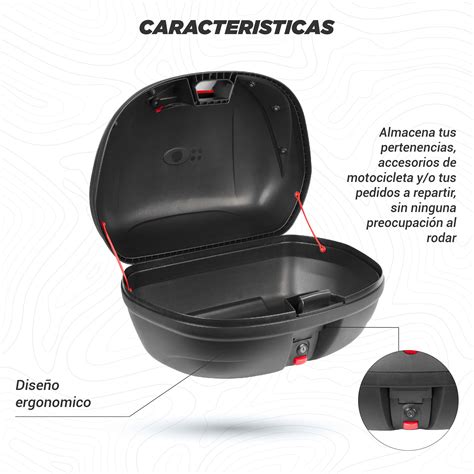 Motometa Detalles Caja Porta Equipaje Para Motocicleta L Negra Con