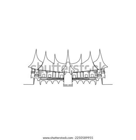 Minang Traditional House Continuous Line Drawing Stock Vector Royalty