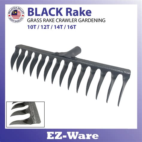 10 12 14 16t X 3mm Black Heavy Duty Metal Garden Rake Besi Cakar