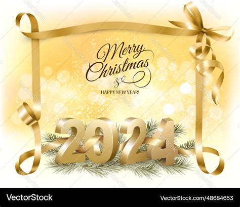 Merry Christmas And Happy New Year Background Vector Image