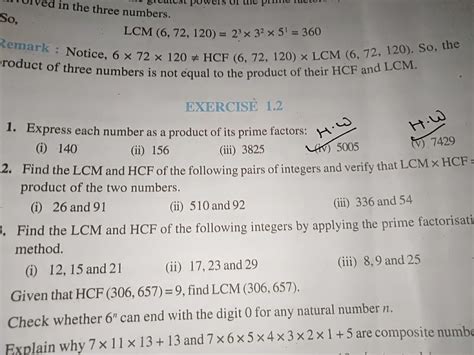 Find The Lcm And Hcf Of The Following Pairs Of Integer And Verify That